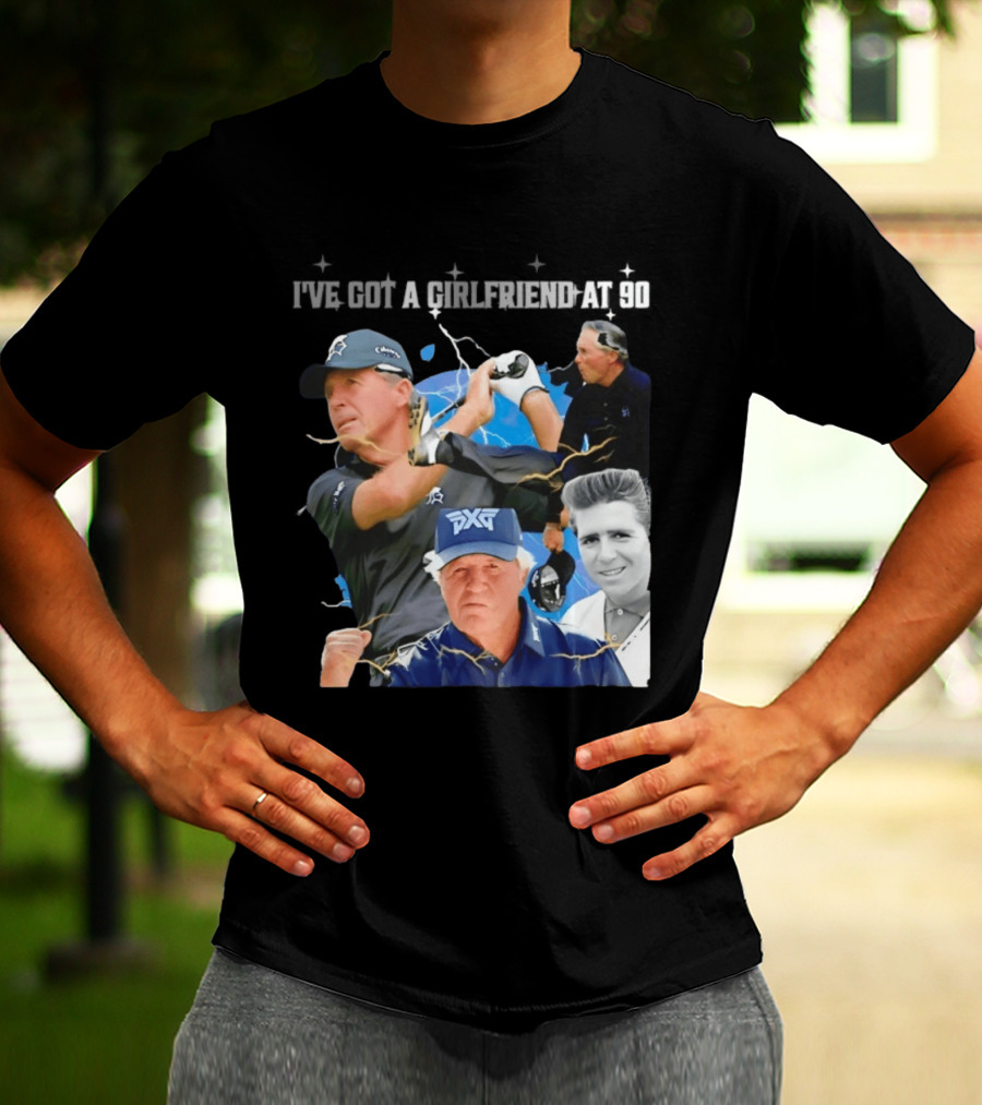 Gary Player I've Got A Girlfriend At 90 Golf Legend Photomontage T-Shirt