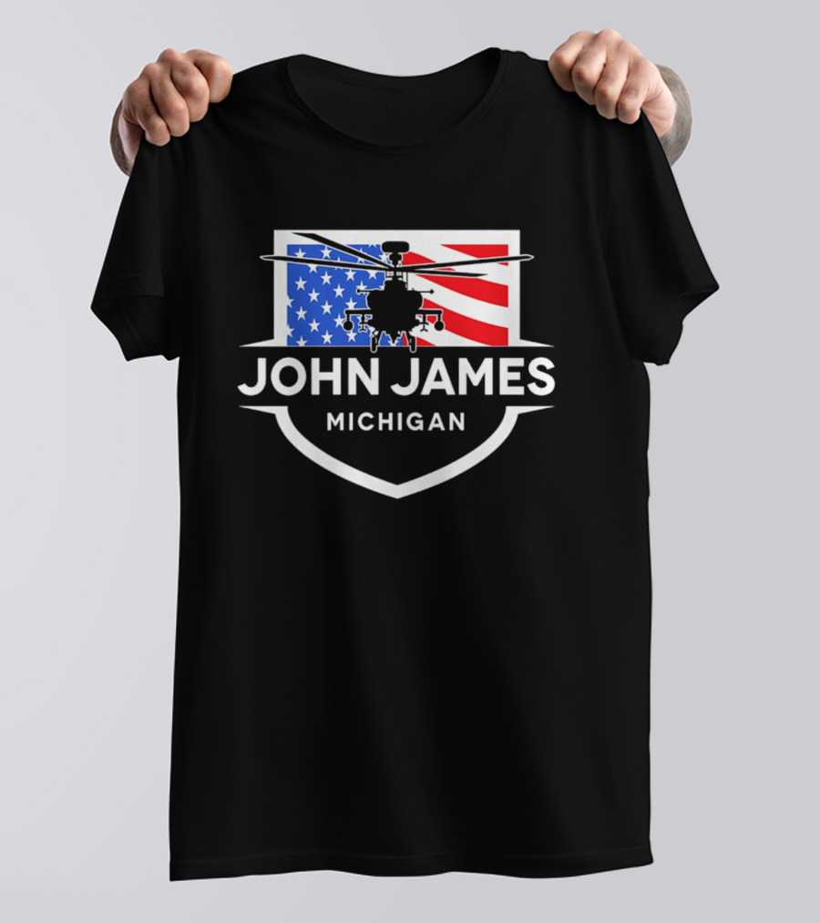 John James Michigan American Flag Helicopter T-Shirt