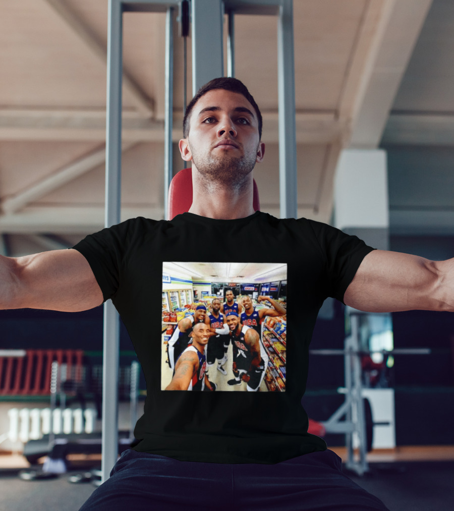 USA Legend Basketball Kobe Bryant LeBron James Dwight Howard Selfie Meme 7 Eleven USA Jersey Team Players T-Shirt