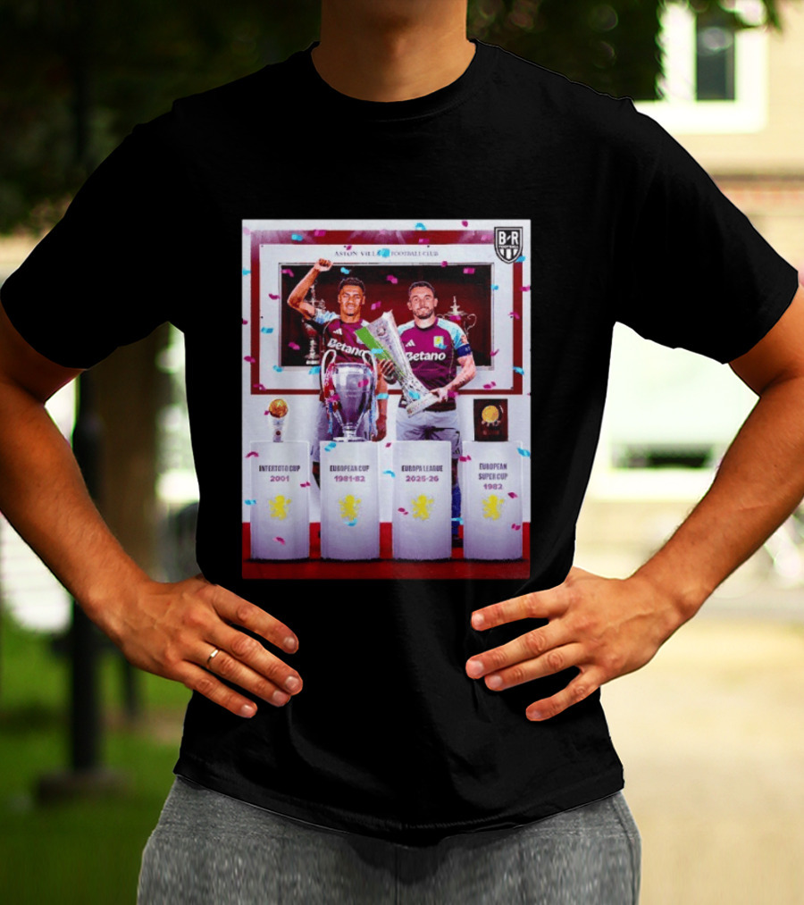 Aston Villa Football Club Europa League 2025 26 European Cup Winners T-Shirt