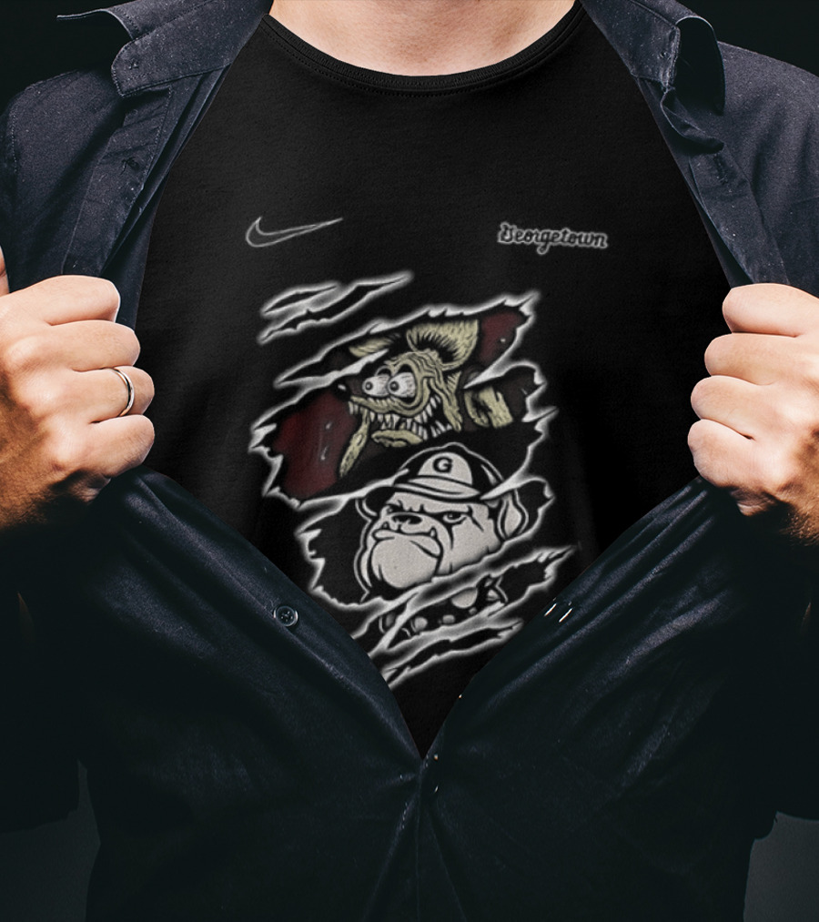 Rat Fink Hoyas Built Not To Bow Georgetown NCAA 2 Sided T-Shirt