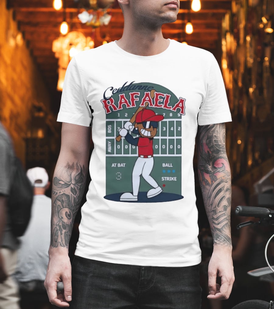 Ceddanne Rafaela Boston Red Sox MLB At Bat Scoreboard T-Shirt