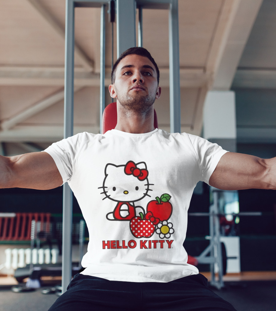 Hello Kitty Sanrio With Apples Strawberry And Flower T-Shirt