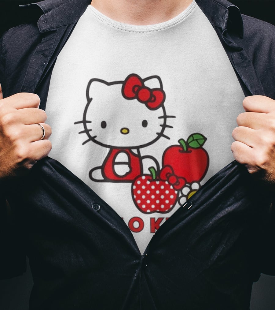 Hello Kitty Sanrio With Apples Strawberry And Flower T-Shirt