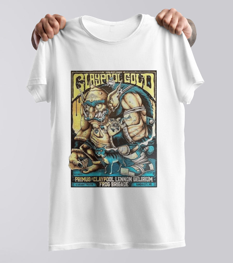 May 28 2026 Claypool Gold Primus Claypool Lennon Delirium Frog Brigade Starlight Theatre Kansas City MO T-Shirt