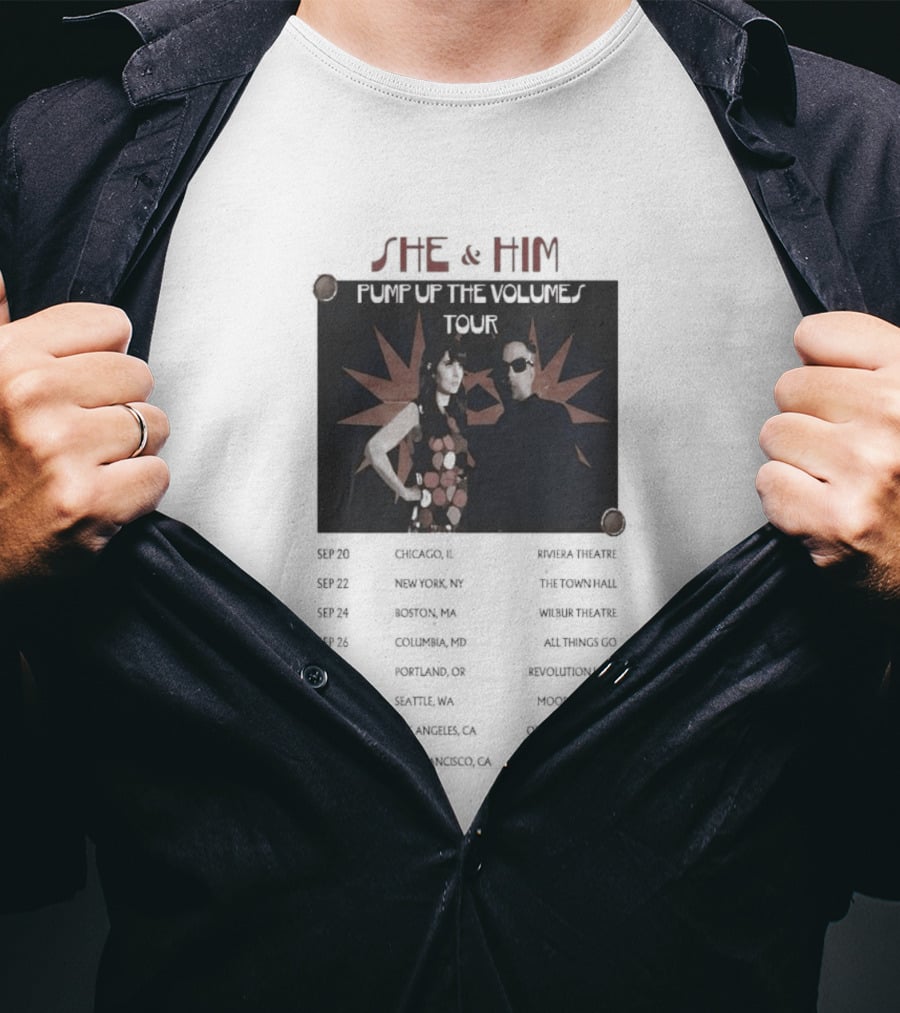 She & Him Pump Up The Volumes Tour 2026 Dates And Locations T-Shirt