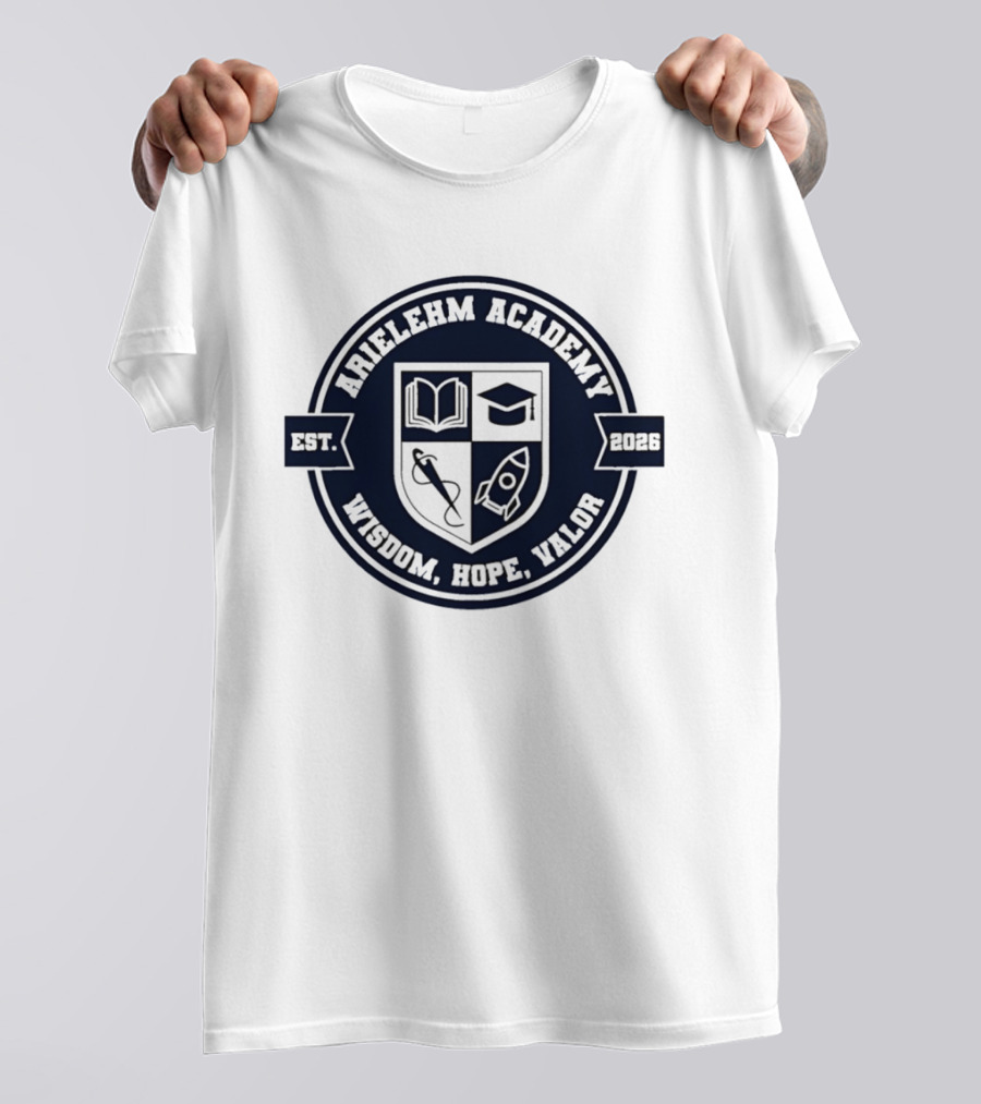 Arielehm Academy Crest Est 2026 Wisdom Hope Valor T-Shirt