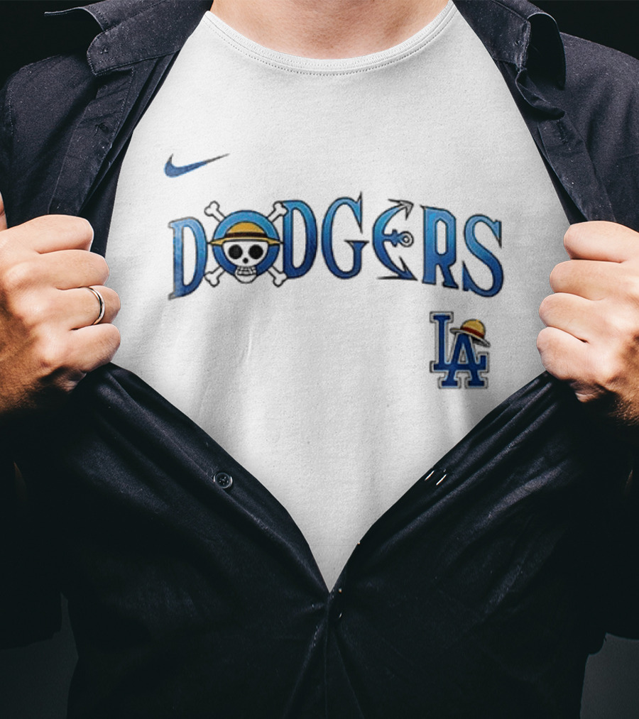Nike Los Angeles Dodgers One Piece Luffy Crossover Collaboration T-Shirt
