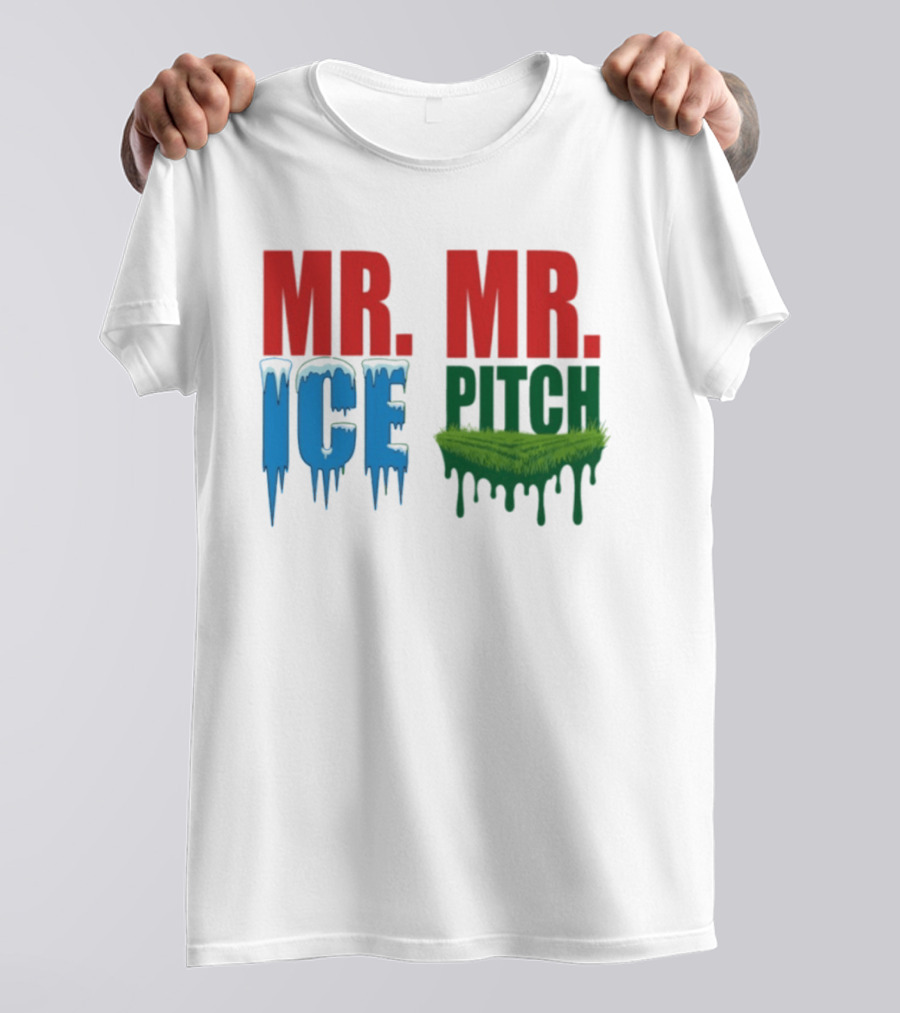 MR ICE MR PITCH Frosty Letters Green Grass Drips T-Shirt