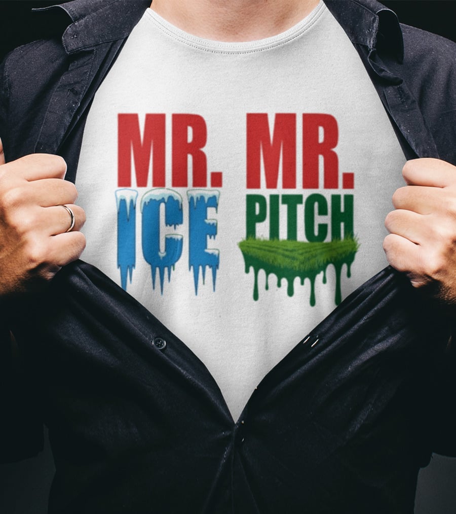 MR ICE MR PITCH Frosty Letters Green Grass Drips T-Shirt