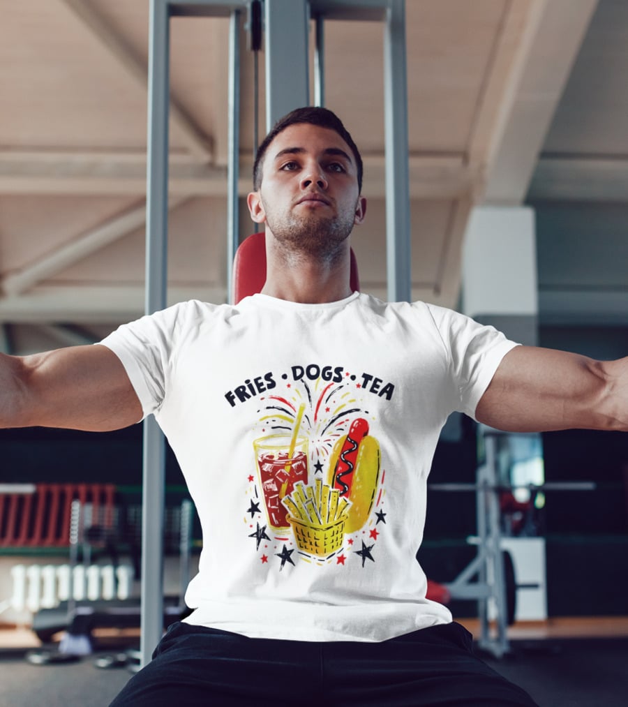 Fourth Of July Fries Dogs Tea Fireworks 250th Anniversary Celebration America T-Shirt