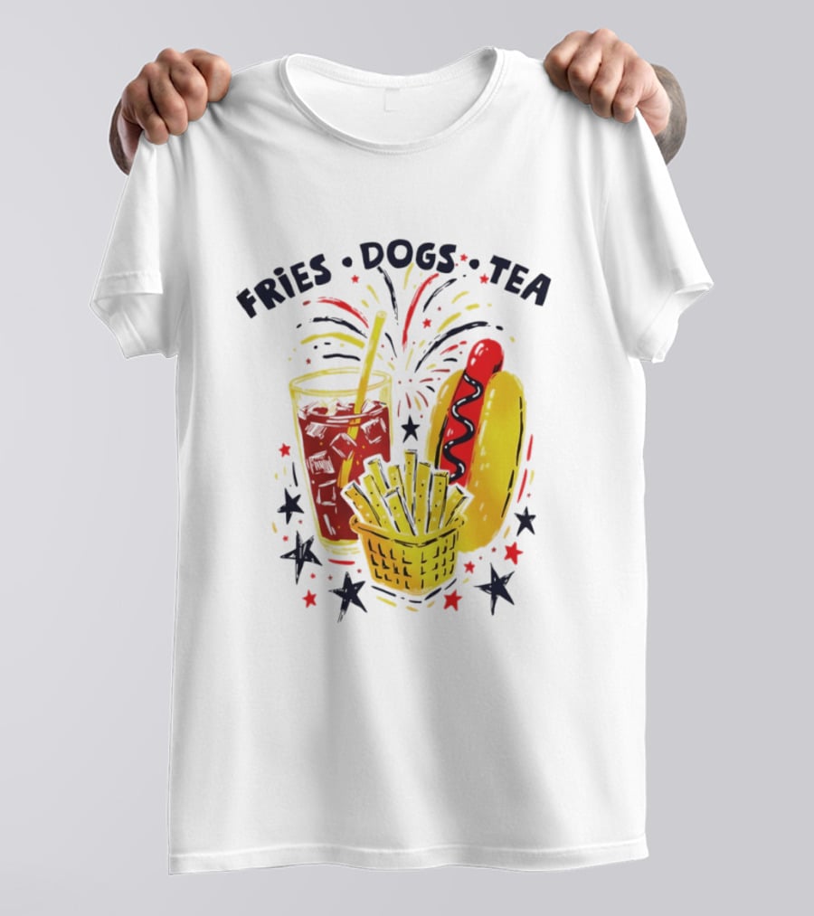 Fourth Of July Fries Dogs Tea Fireworks 250th Anniversary Celebration America T-Shirt
