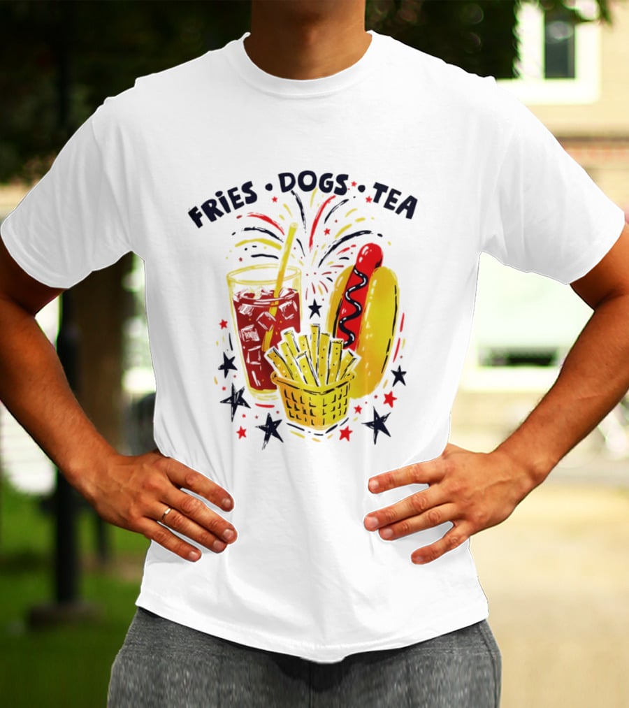 Fourth Of July Fries Dogs Tea Fireworks 250th Anniversary Celebration America T-Shirt