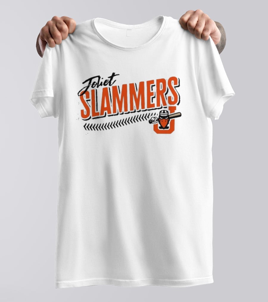 Joliet Slammers Baseball Orange Text With J Batting T-Shirt
