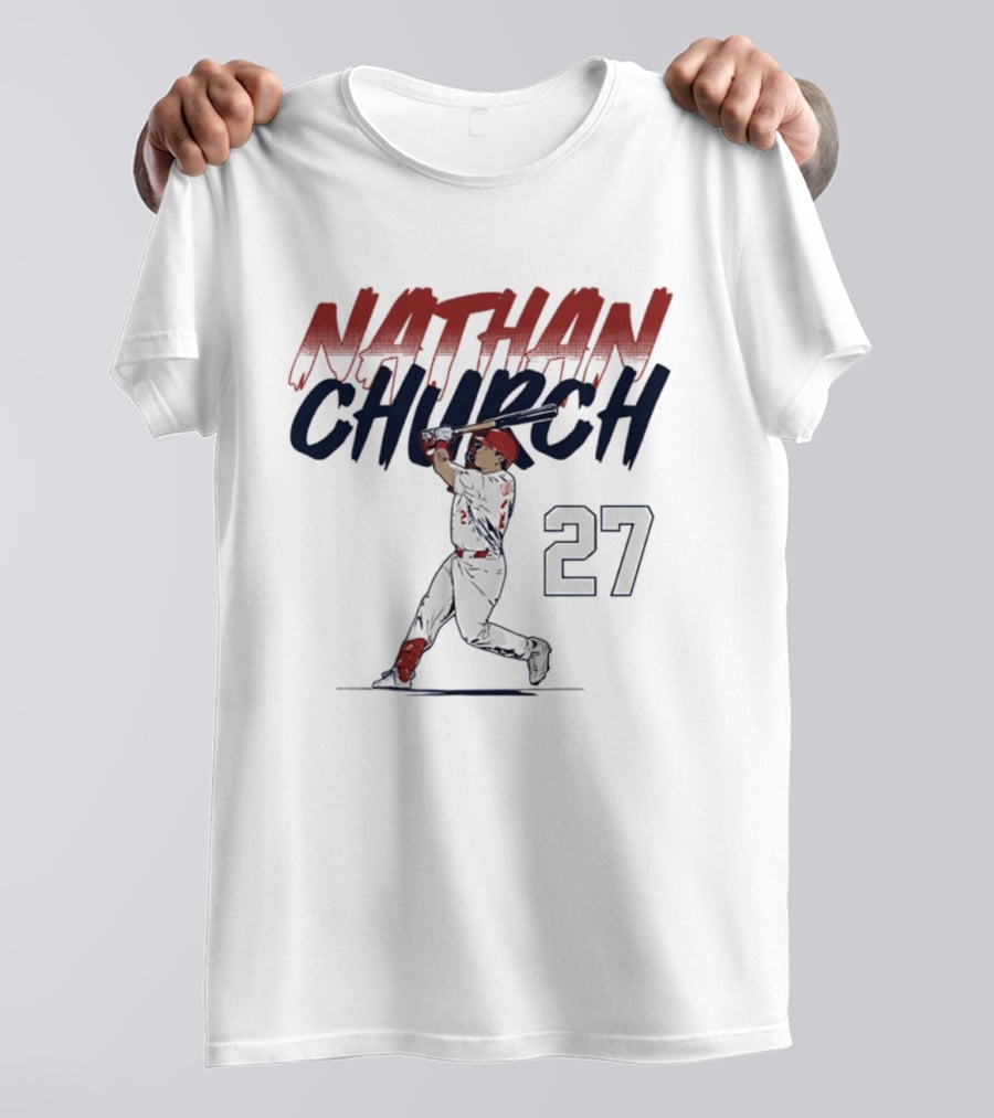 Nathan Church 27 St. Louis Baseball Slugger Swing T-Shirt