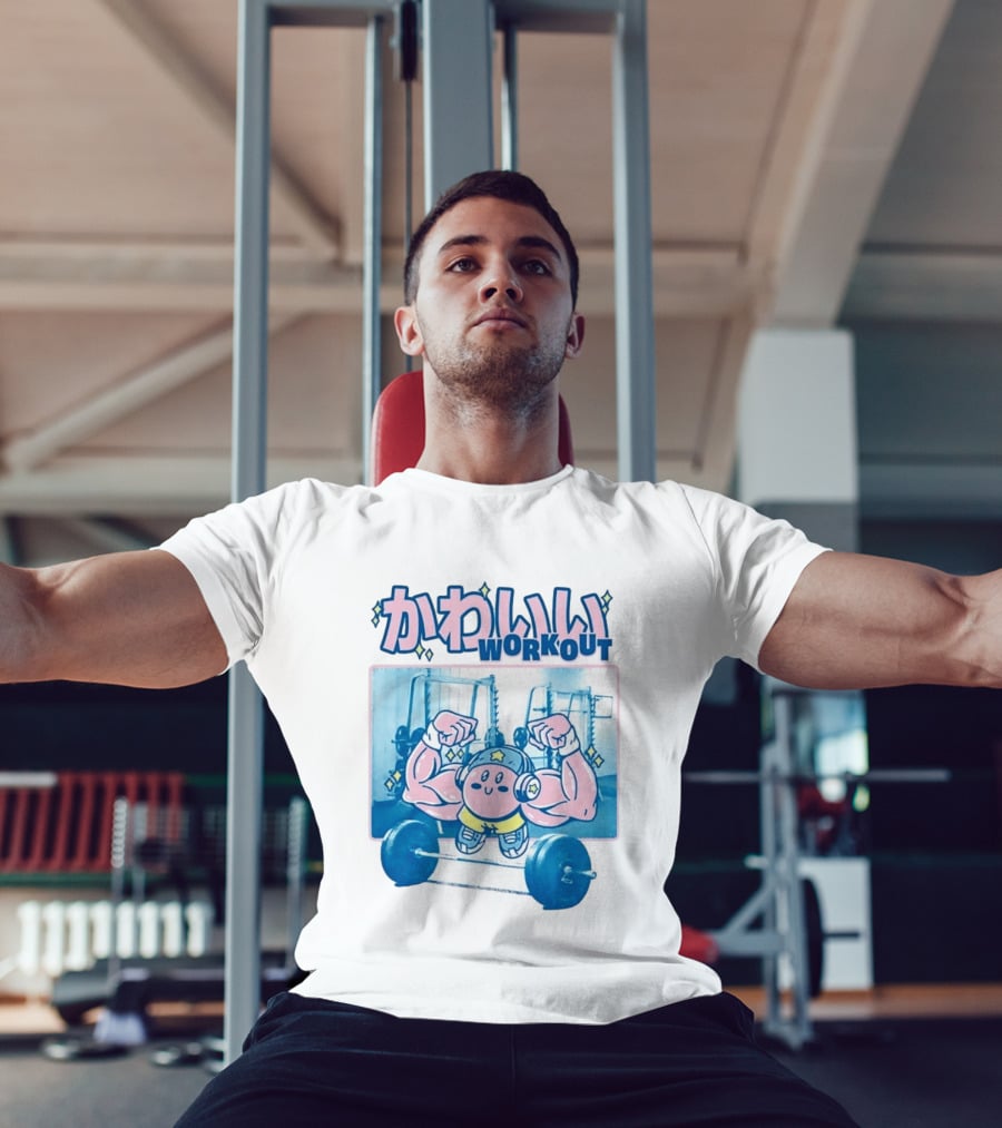 Kawaii Workout Kirby Barbell Gym Motivation T-Shirt