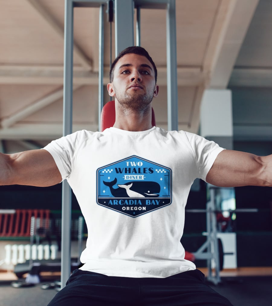 Two Whales Diner Arcadia Bay Oregon Crest T-Shirt