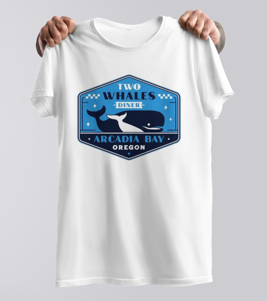 Two Whales Diner Arcadia Bay Oregon Crest T-Shirt