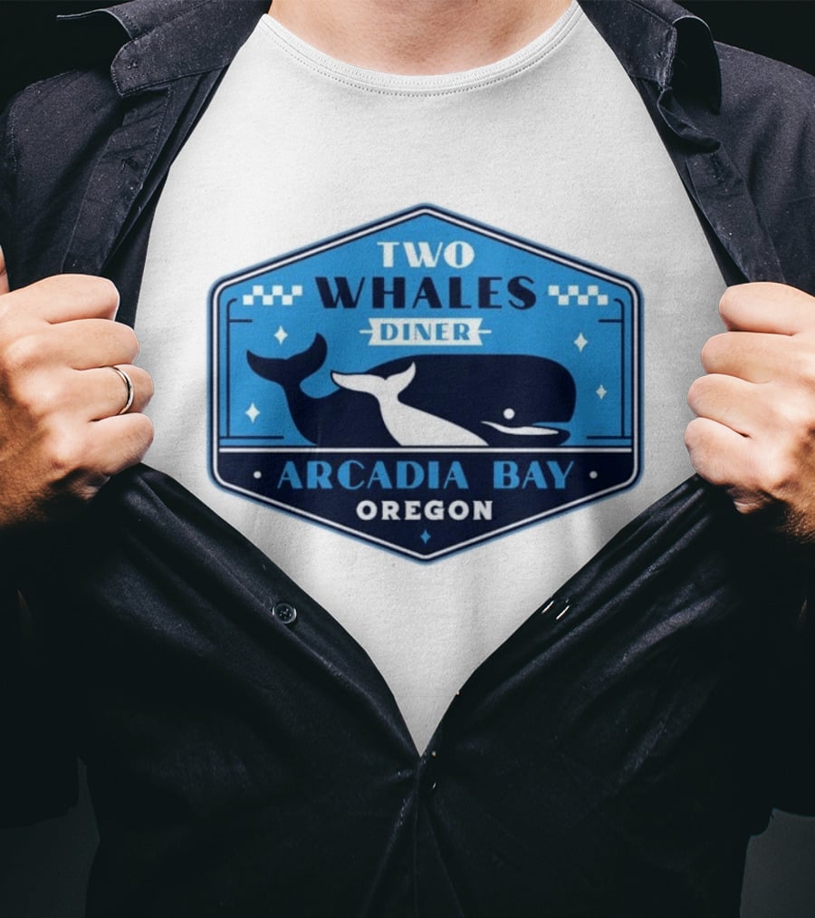 Two Whales Diner Arcadia Bay Oregon Crest T-Shirt