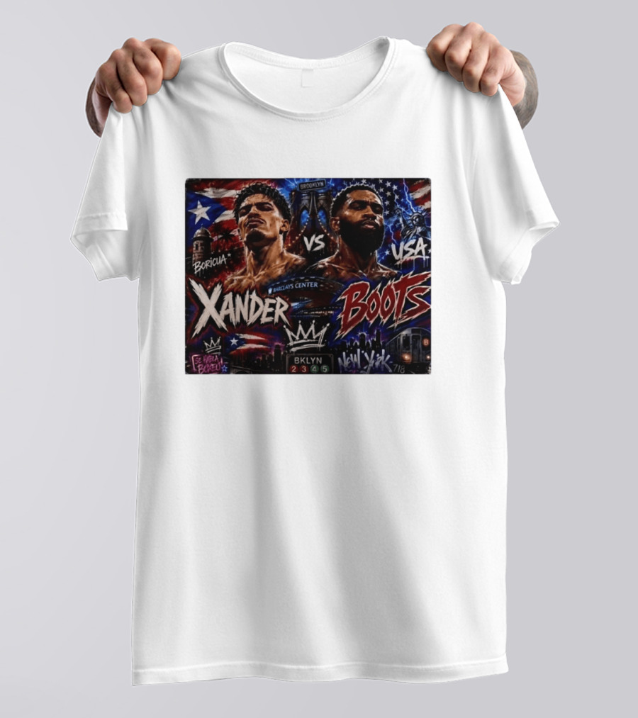 Xander Boots Boricua Vs USA Barclays Center Brooklyn NYC 718 T-Shirt