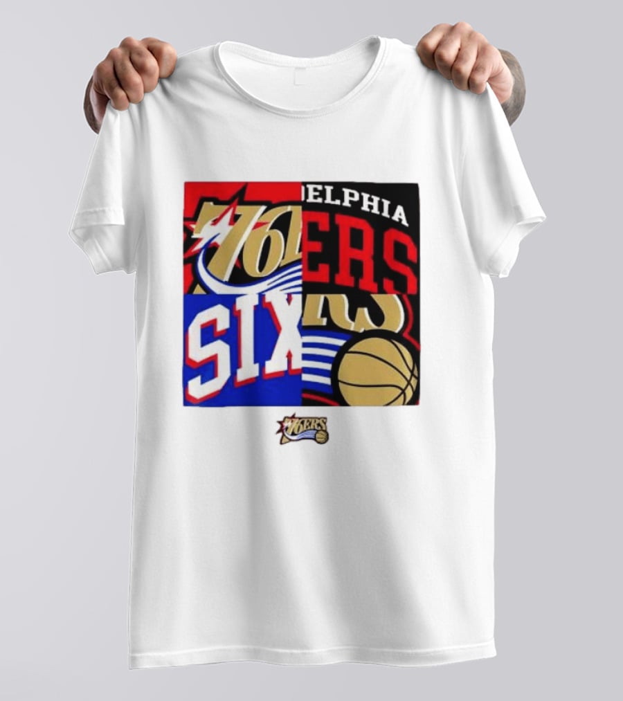 Philadelphia 76ers Vintage Block Logo Compilation NBA Basketball Fan Merch T-Shirt
