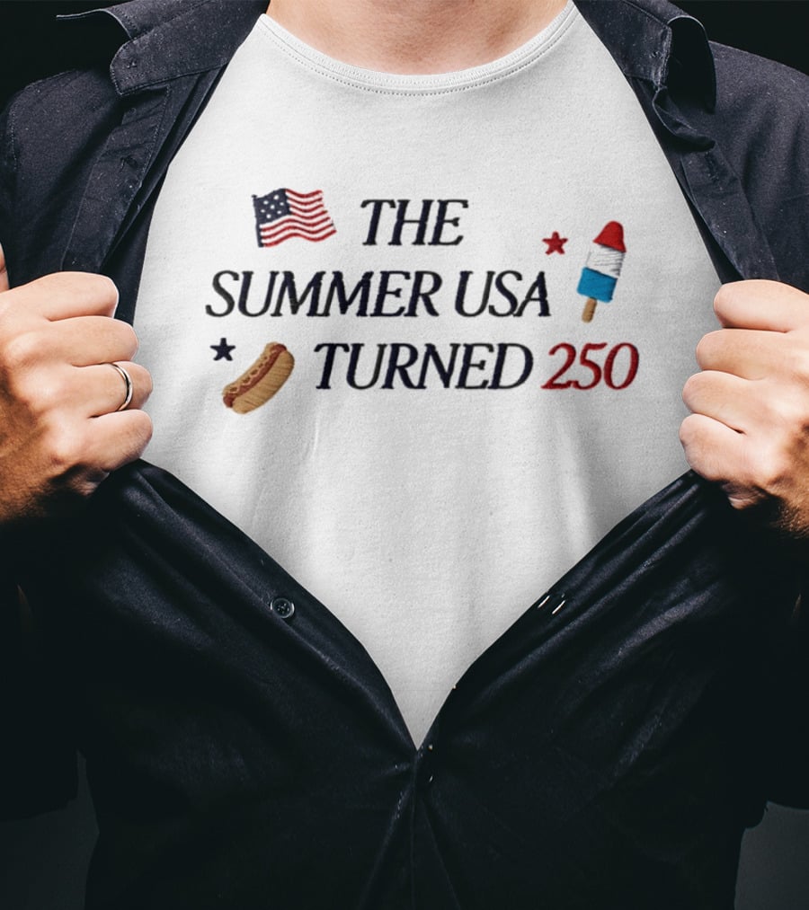 The Summer USA Turned 250 American Flag Popsicle Hot Dog T-Shirt