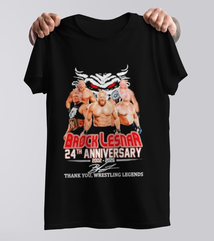 Brock Lesnar 24th Anniversary 2002 2026 Thank You Wrestling Legends T-Shirt