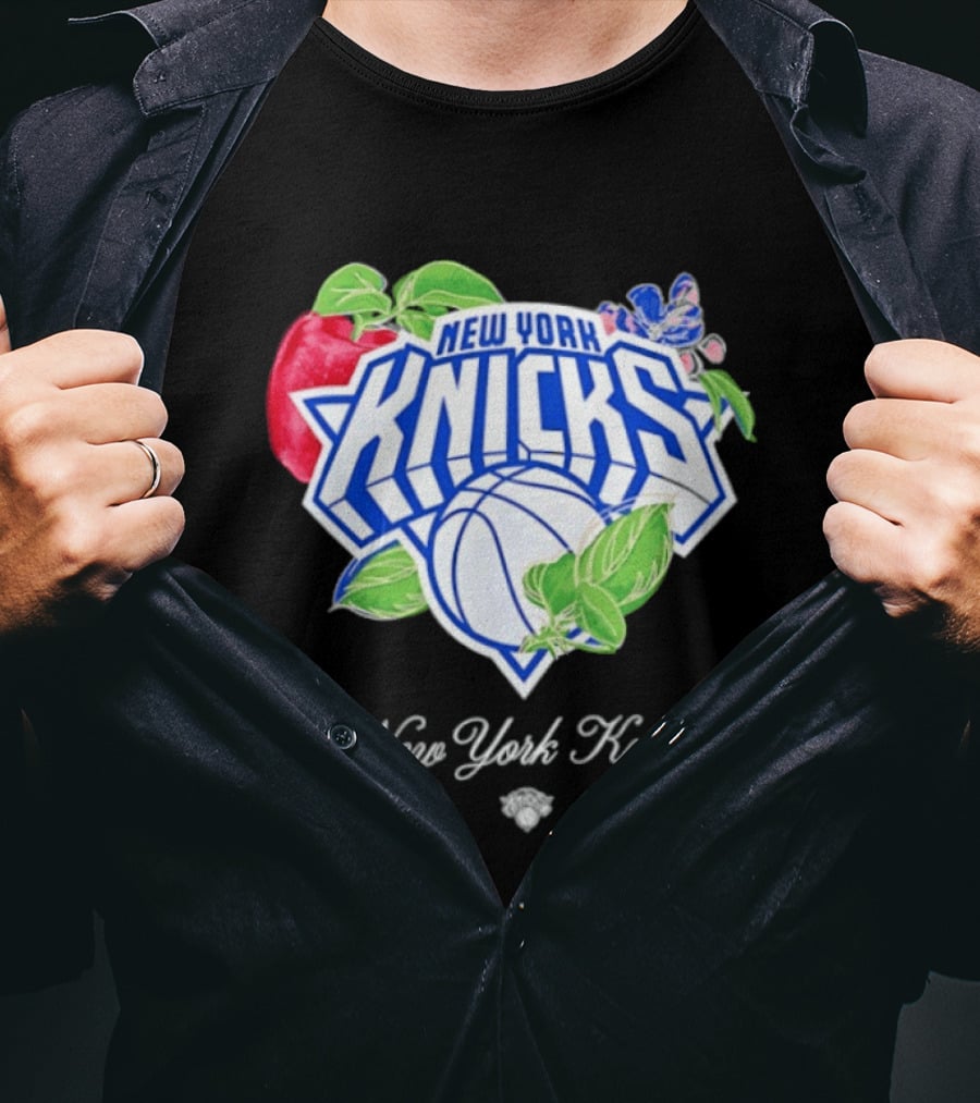 New York Knicks Lifestyle Capsule Floral Fruit Apple Basketball T-Shirt