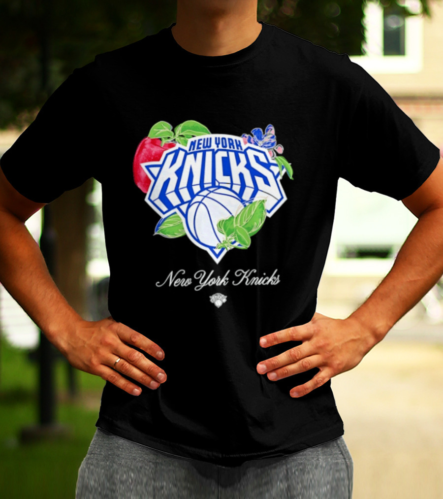 New York Knicks Lifestyle Capsule Floral Fruit Apple Basketball T-Shirt
