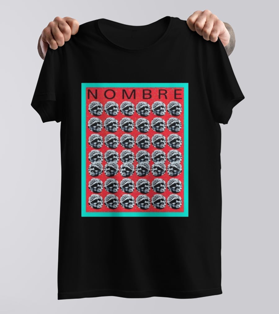 NOMBRE Repeating Pattern Red Teal T-Shirt