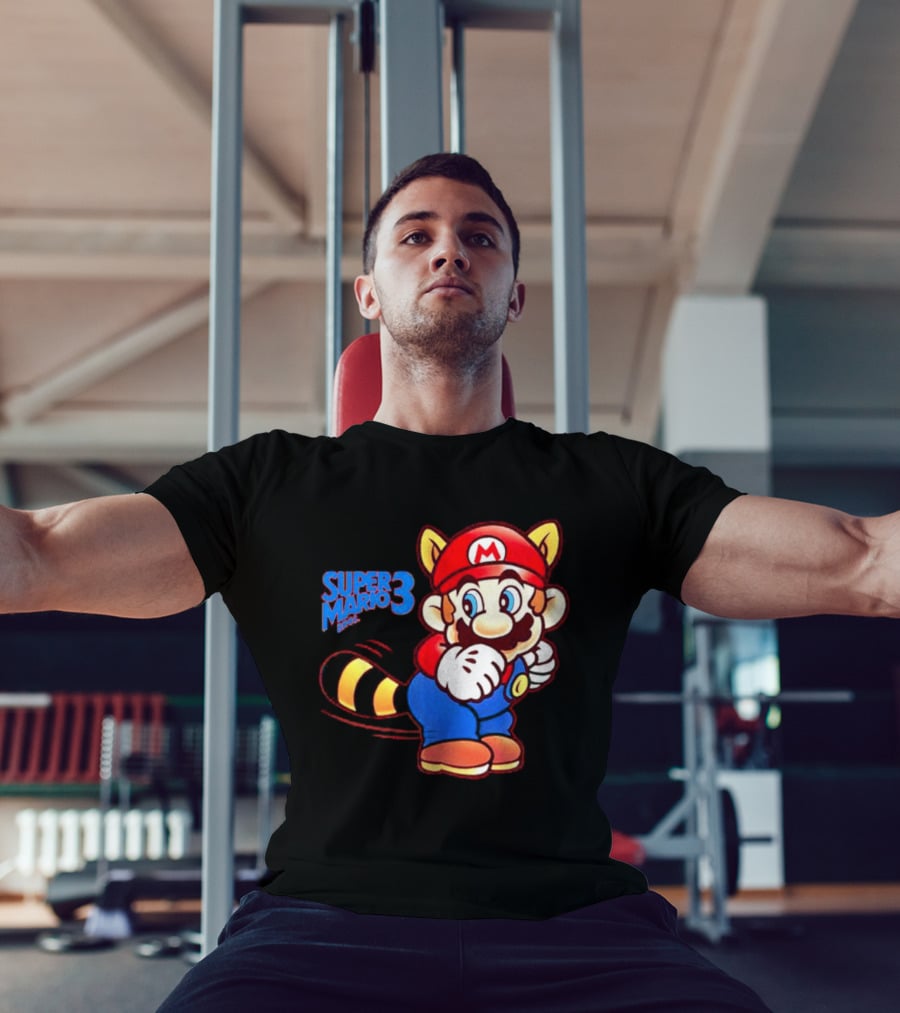 Super Mario Bros 3 Raccoon Mario Tail Whip Retro Game Nostalgia T-Shirt