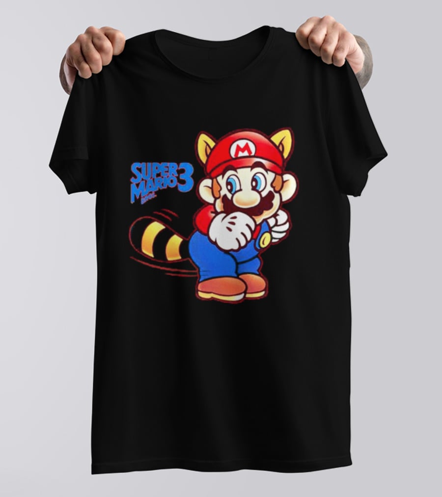Super Mario Bros 3 Raccoon Mario Tail Whip Retro Game Nostalgia T-Shirt