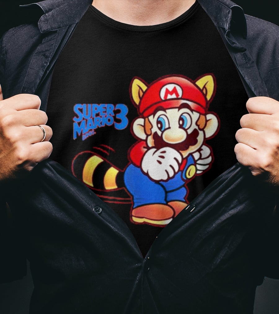 Super Mario Bros 3 Raccoon Mario Tail Whip Retro Game Nostalgia T-Shirt