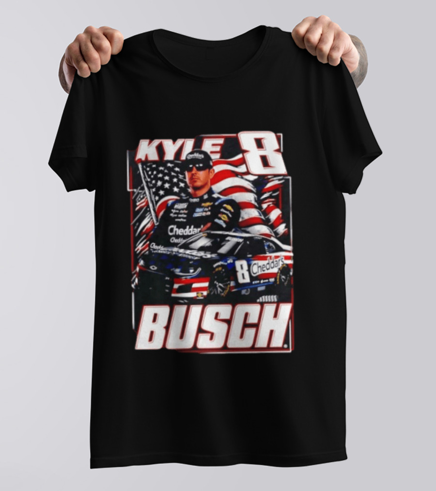 Kyle Busch 8 Cheddar's Racing With American Flag T-Shirt