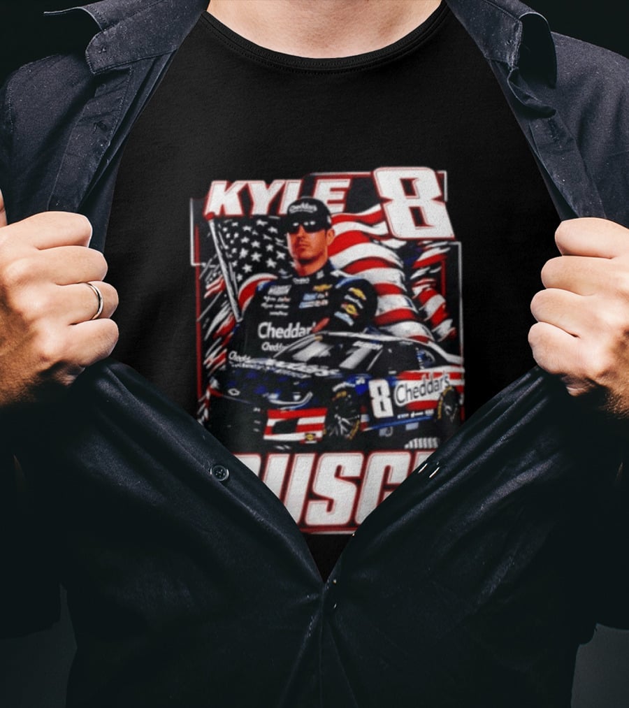 Kyle Busch 8 Cheddar's Racing With American Flag T-Shirt