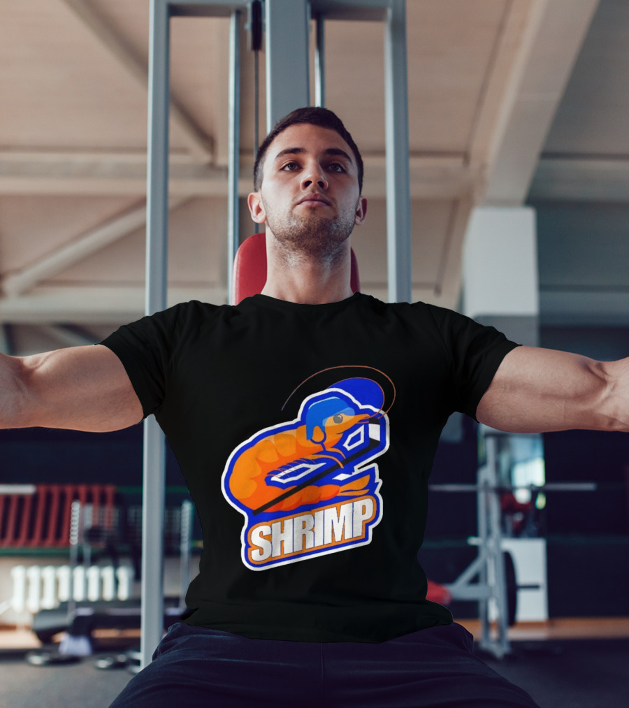 San Jose Shrimp Hockey Team Logo With Hockey Stick And Helmet T-Shirt