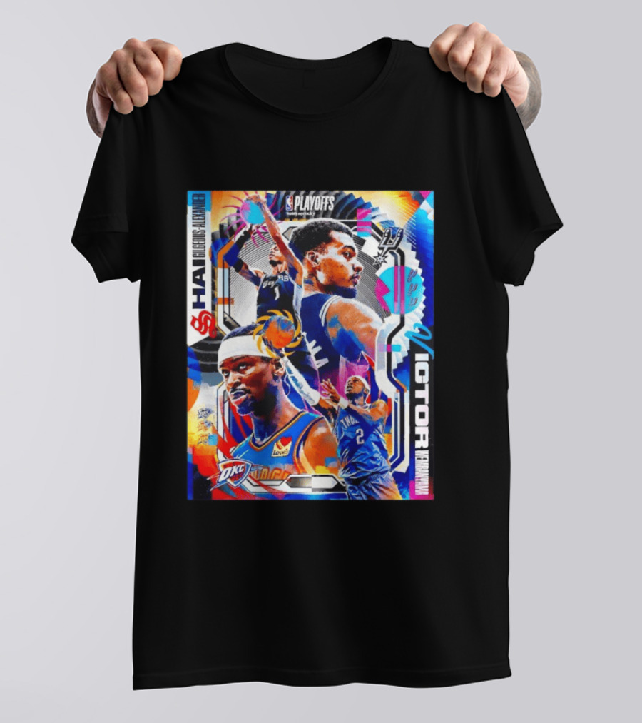 NBA Playoffs Shai Gilgeous Alexander OKC Thunder Victor Wembanyama Spurs Matchup T-Shirt