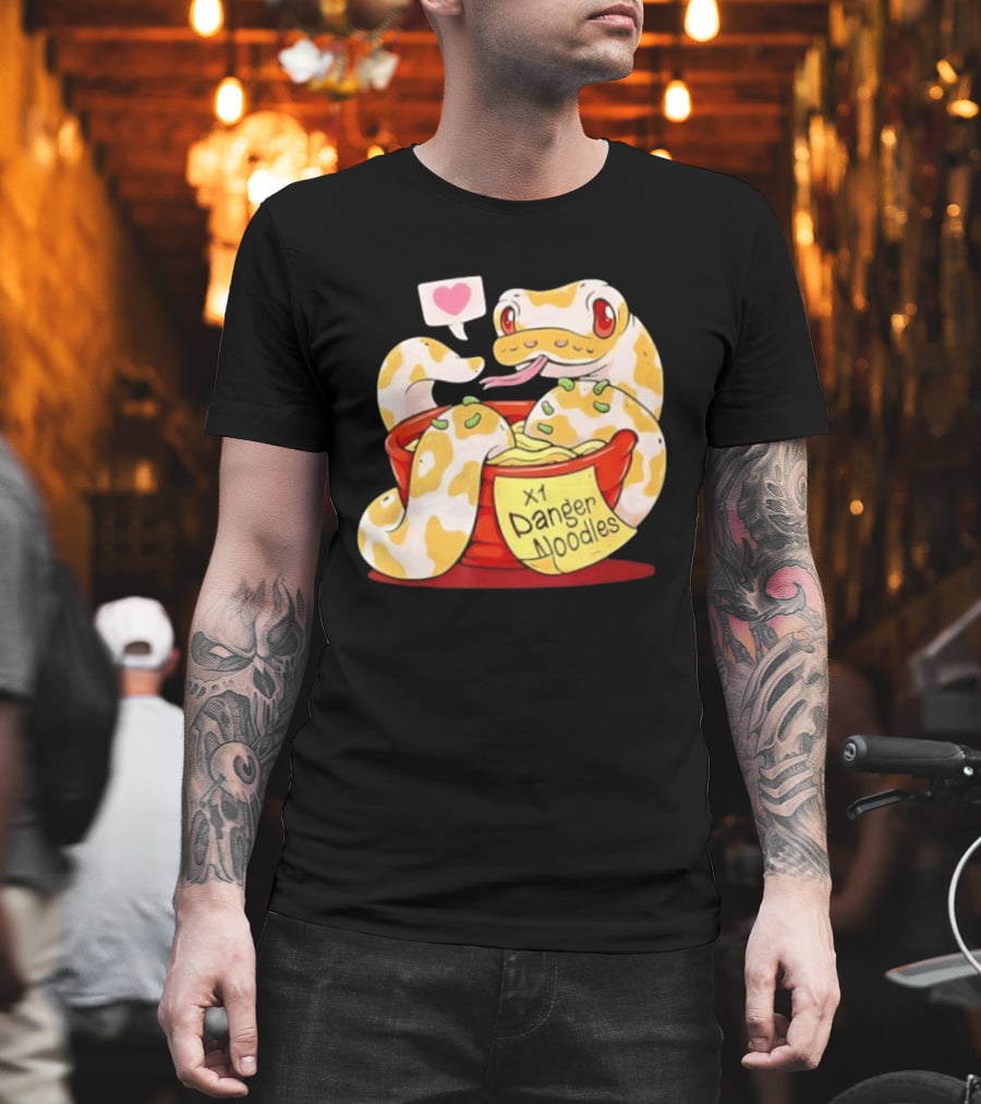 Snake Love X1 Danger Noodles Cartoon Cute Snake With Heart Speech Bubble T-Shirt