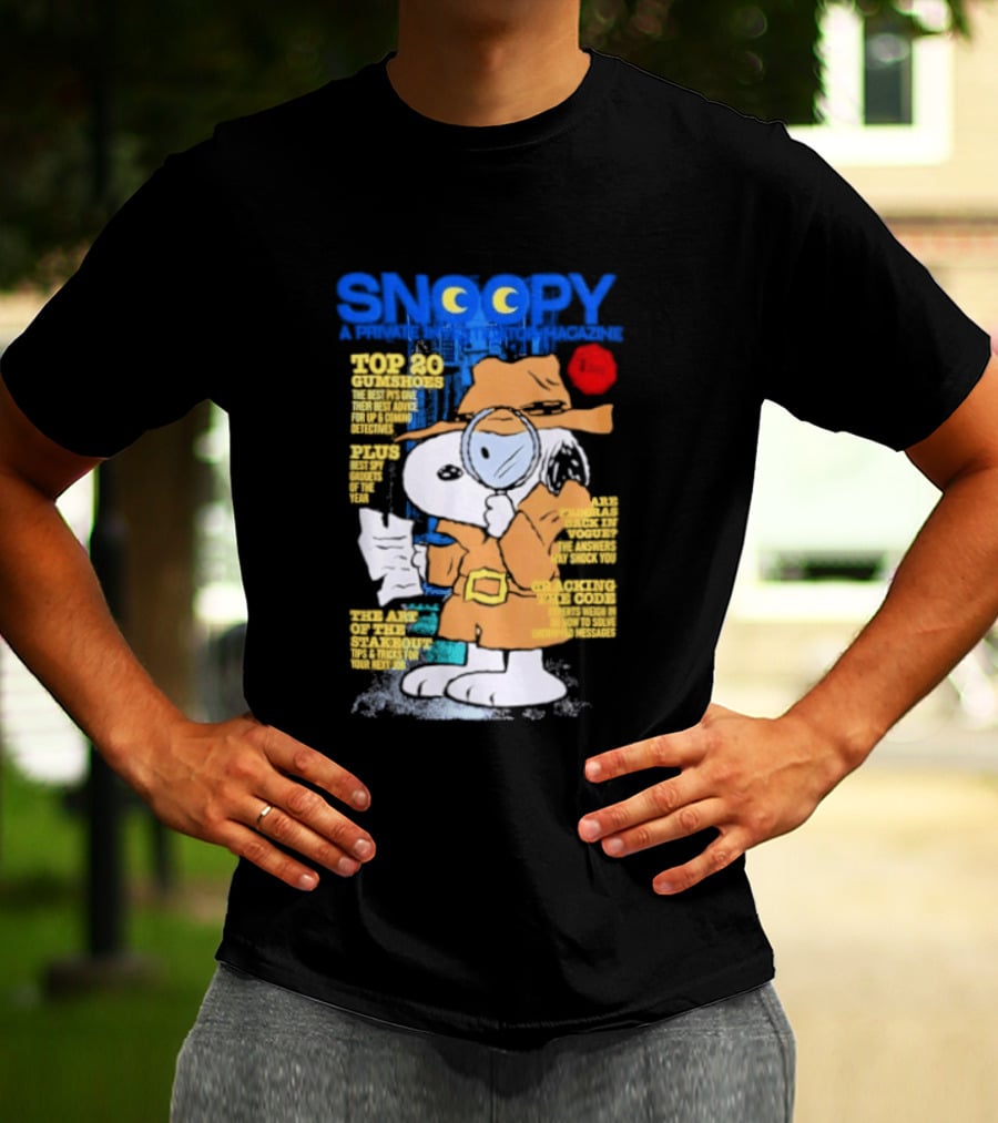 Snoopy Top 20 Clues Uncover Mystery Solved Peanuts Detective Investigator T-Shirt