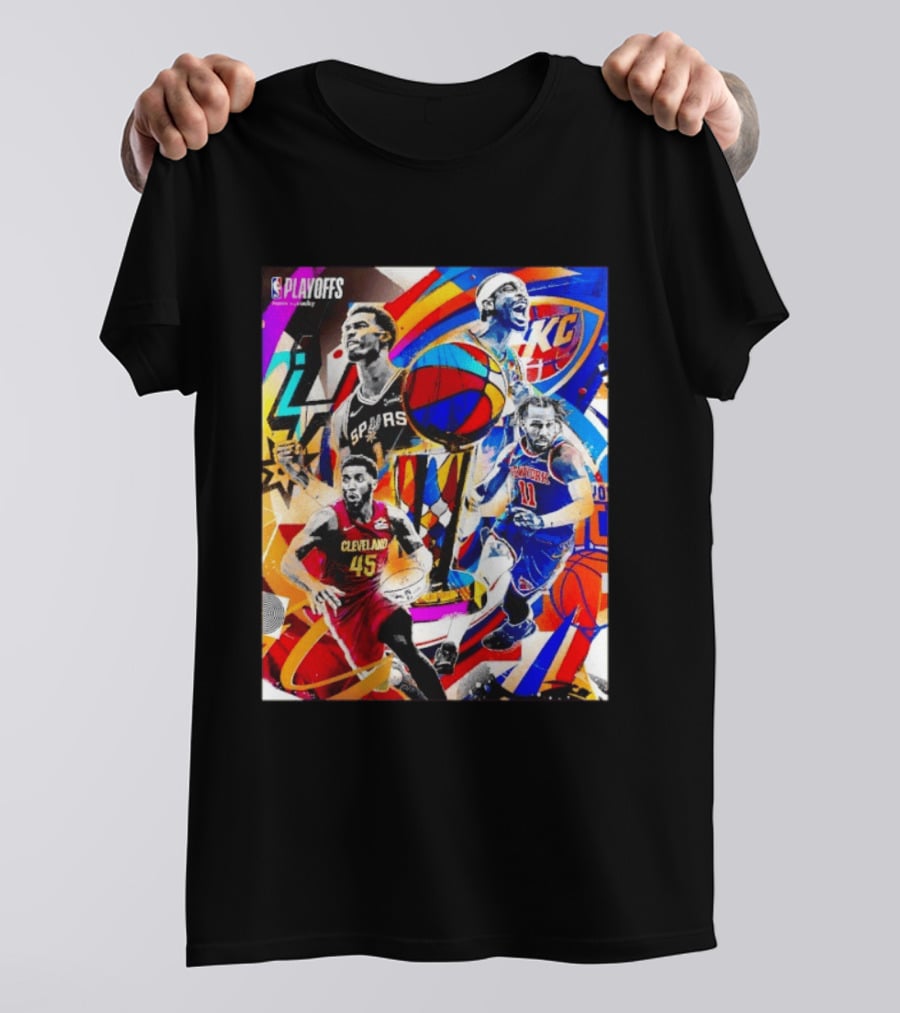 NBA Playoffs Spurs Thunder Cavaliers Knicks Star Players Wemby Alexander Brunson Mitchell T-Shirt