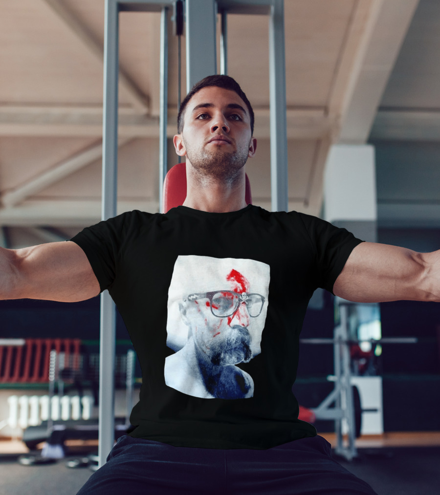 Bald Man With Bloody Beard And Skull Glasses T-Shirt
