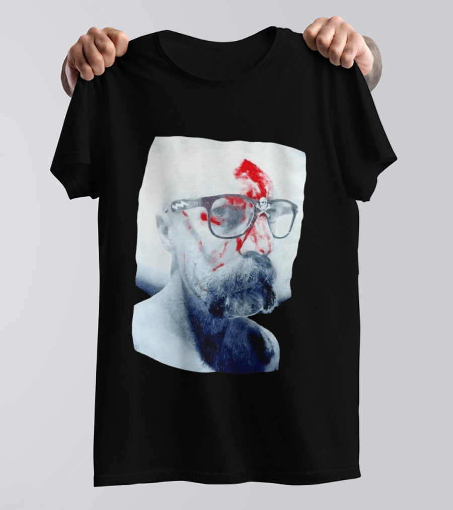 Bald Man With Bloody Beard And Skull Glasses T-Shirt