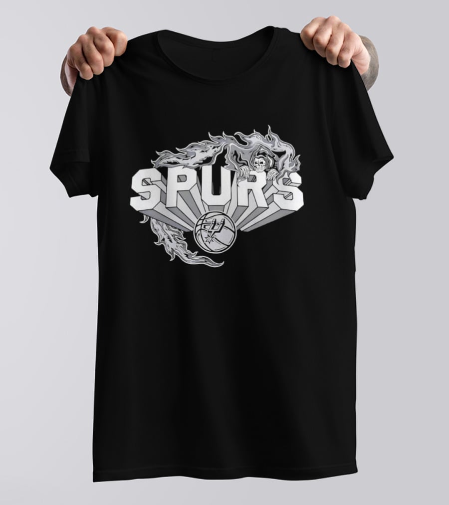 San Antonio Spurs Flaming Skull Grim Reaper NBA Basketball T-Shirt