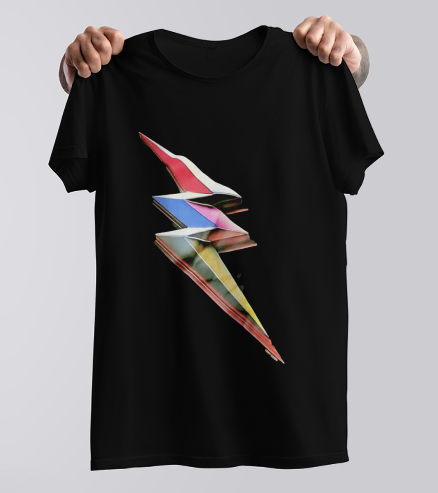 Geometric Prismatic Multicolor Lightning Bolt T-Shirt