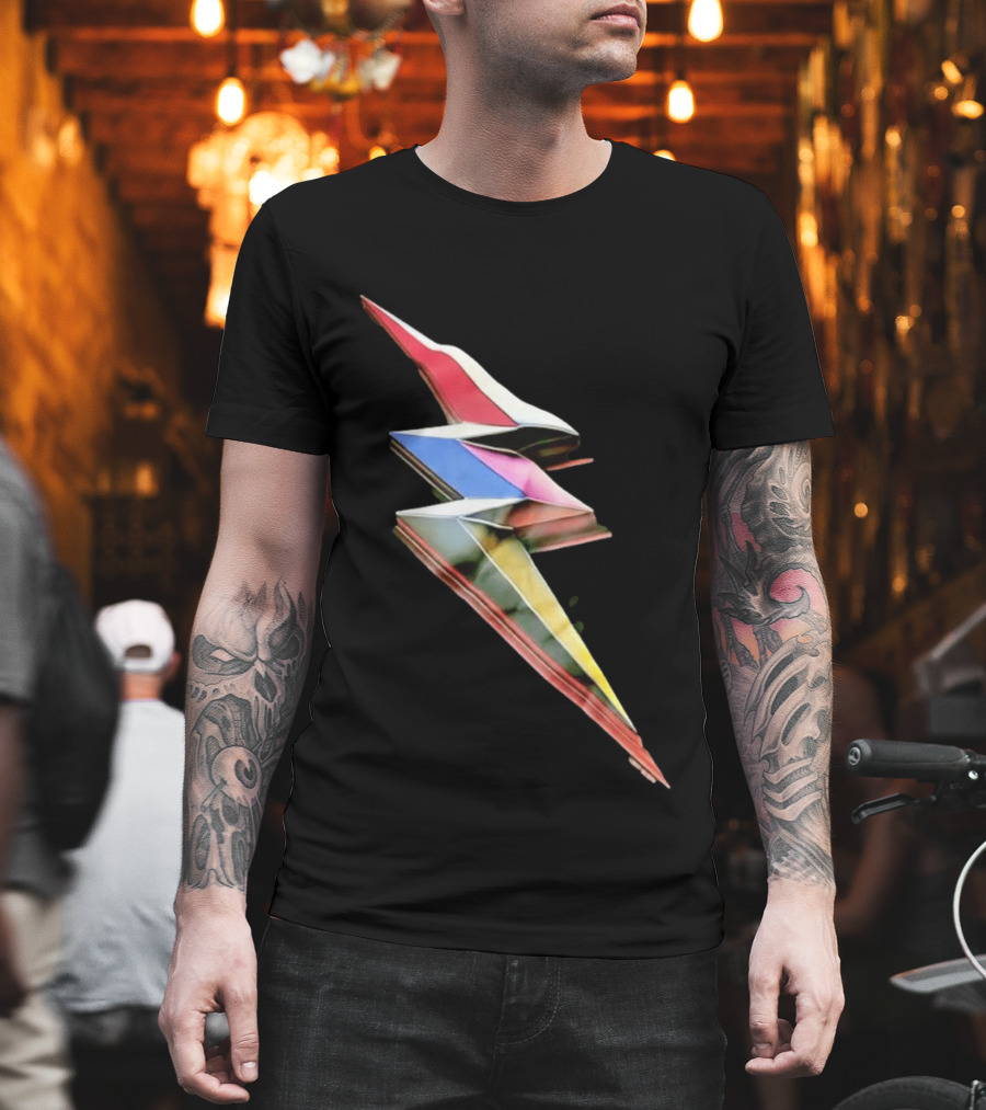 Geometric Prismatic Multicolor Lightning Bolt T-Shirt