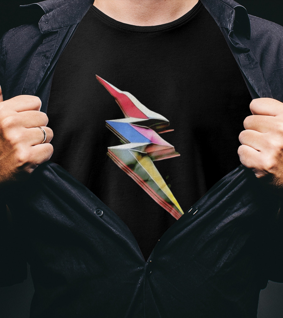 Geometric Prismatic Multicolor Lightning Bolt T-Shirt