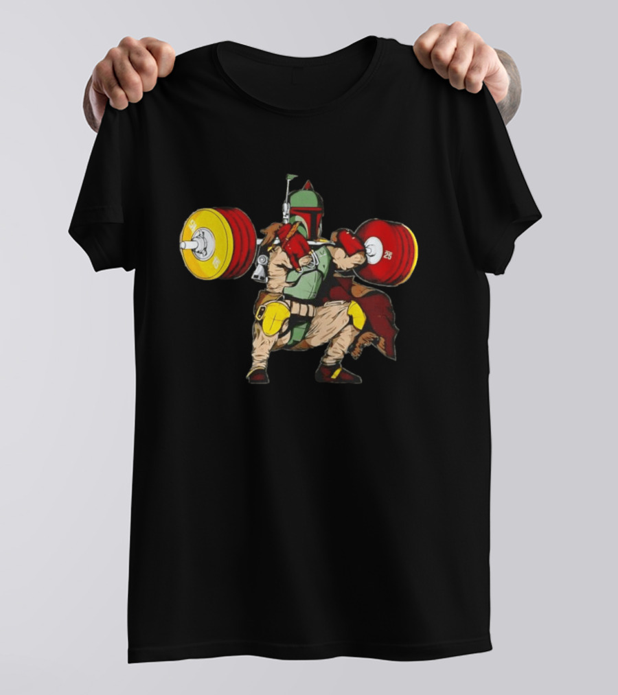 Star Wars Boba Fett Squat Weightlifting Fitness T-Shirt