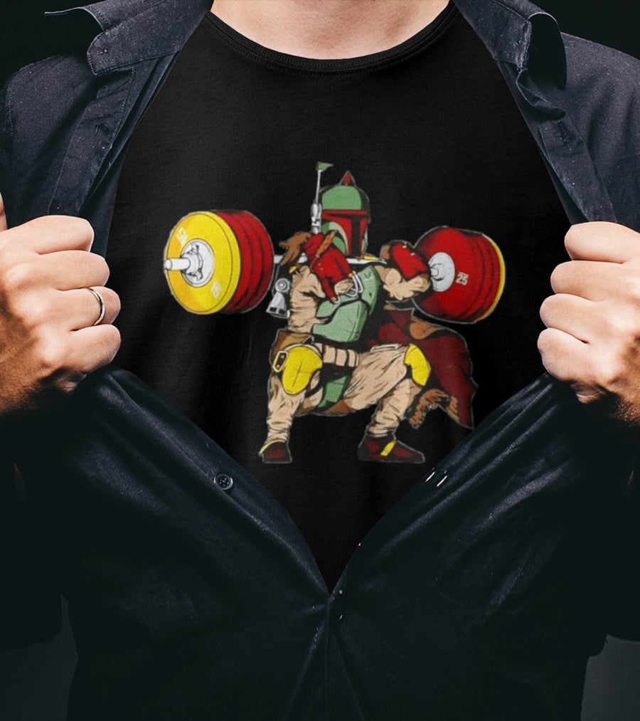 Star Wars Boba Fett Squat Weightlifting Fitness T-Shirt