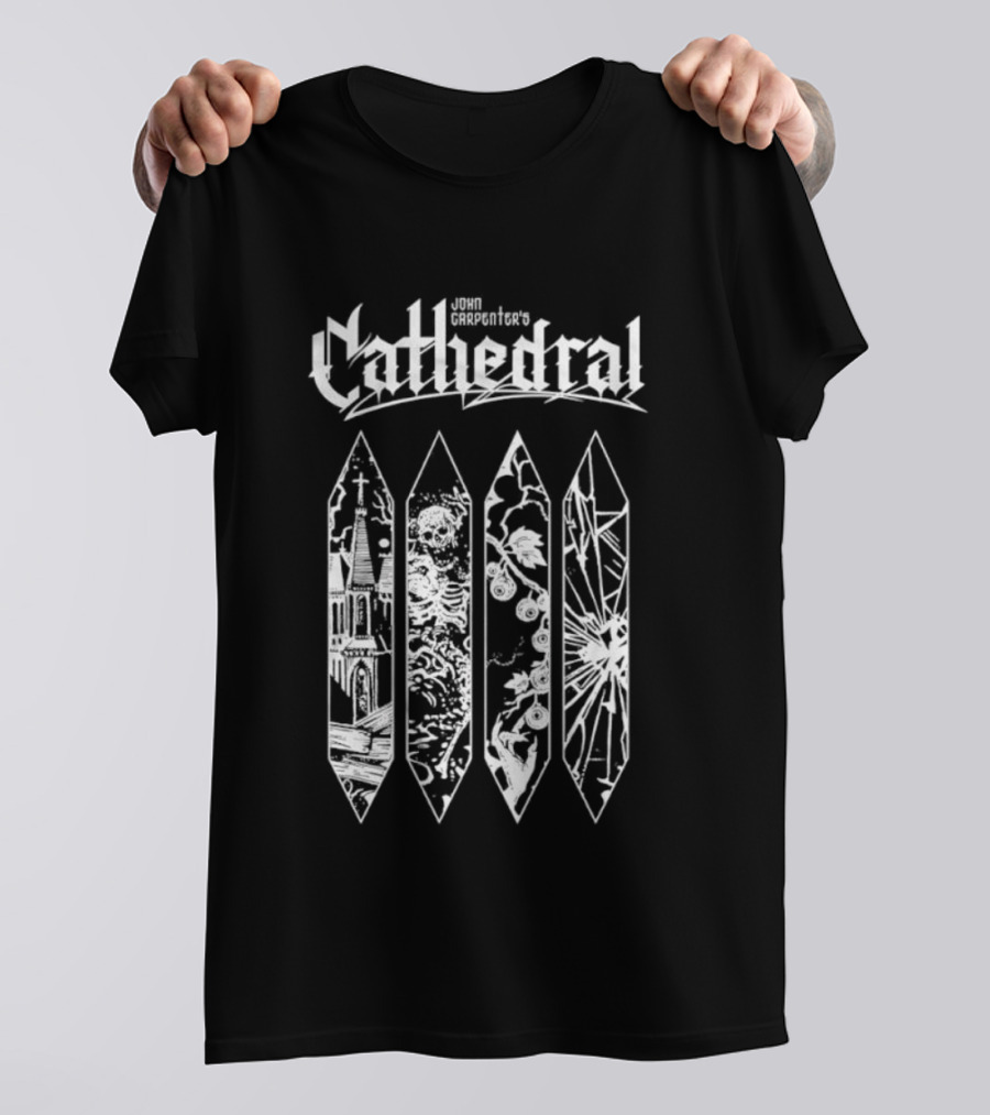 John Carpenter Cathedral Gothic Horror Church Windows Stained Glass T-Shirt