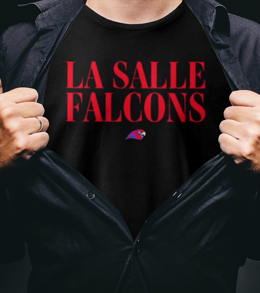 La Salle Falcons Red Text With Falcon Head T-Shirt